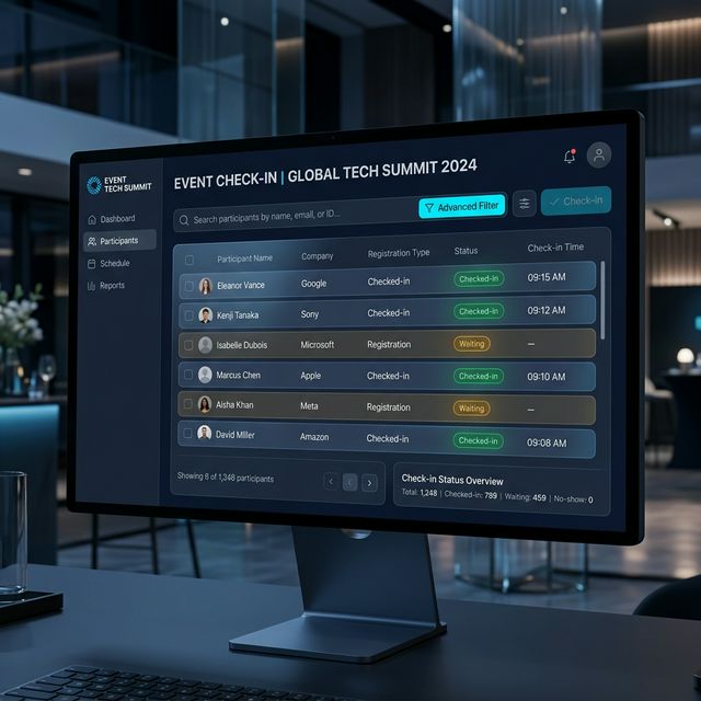 Aranga Dashboard for deltakerhåndtering og innsjekk